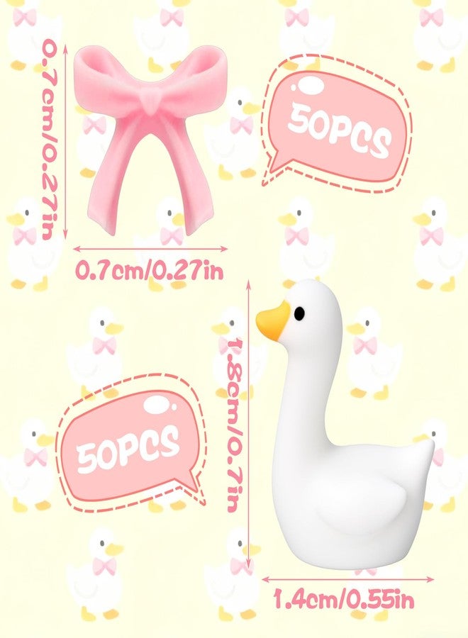 Fiwochic 100 Pcs Mini Gooses Resin Tiny Gooses Figurine with Bows for Small Desk Goose Gift Decor for Cake Topper, DIY Crafts, Micro Landscape Ornaments, Miniature Geese Animal Statues to Hide(Pink) - Image 3